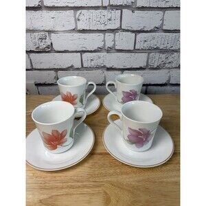 Corelle Corning PACIFICA Mugs And Saucer Set Of 4 Vintage